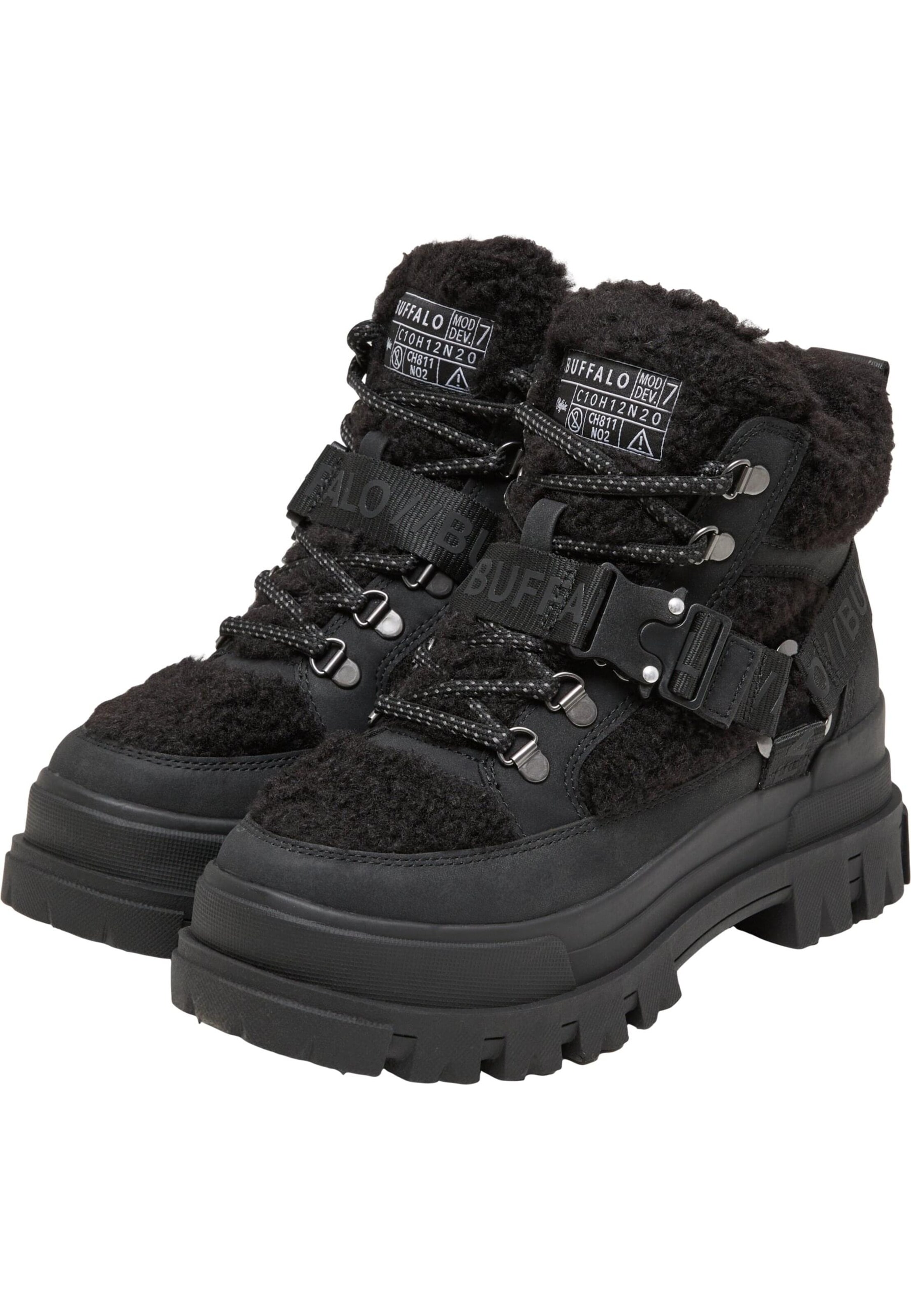 BUFFALO - Botines con cordones 'Aspha' en negro