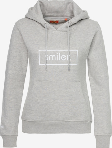 smiler. Sweatshirt 'Happy' in Grey: front