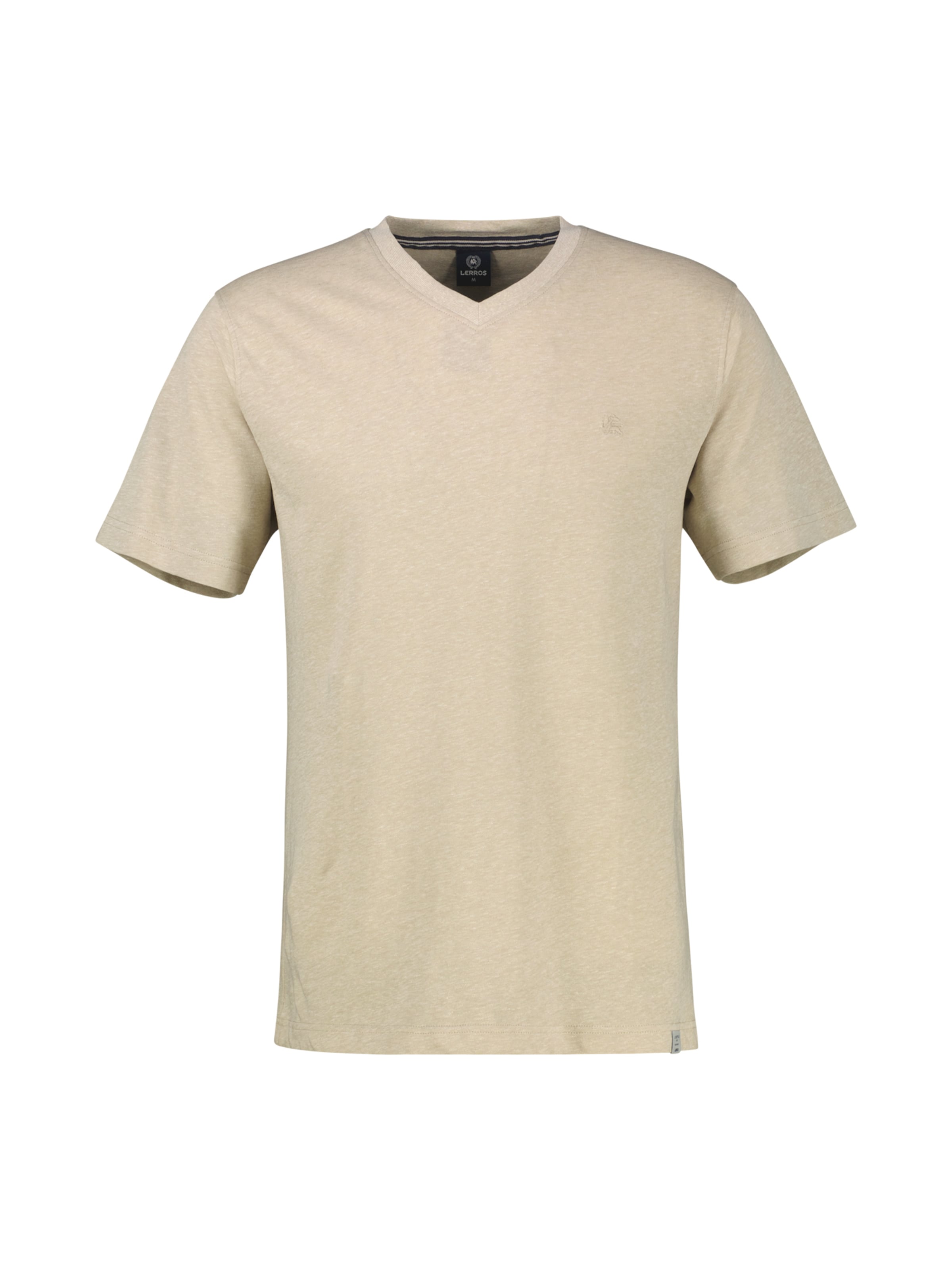 LERROS T-Shirt aus Baumwoll-Leinen-Mix in moderner 2-Tone-Optik in Beige: Vorderseite