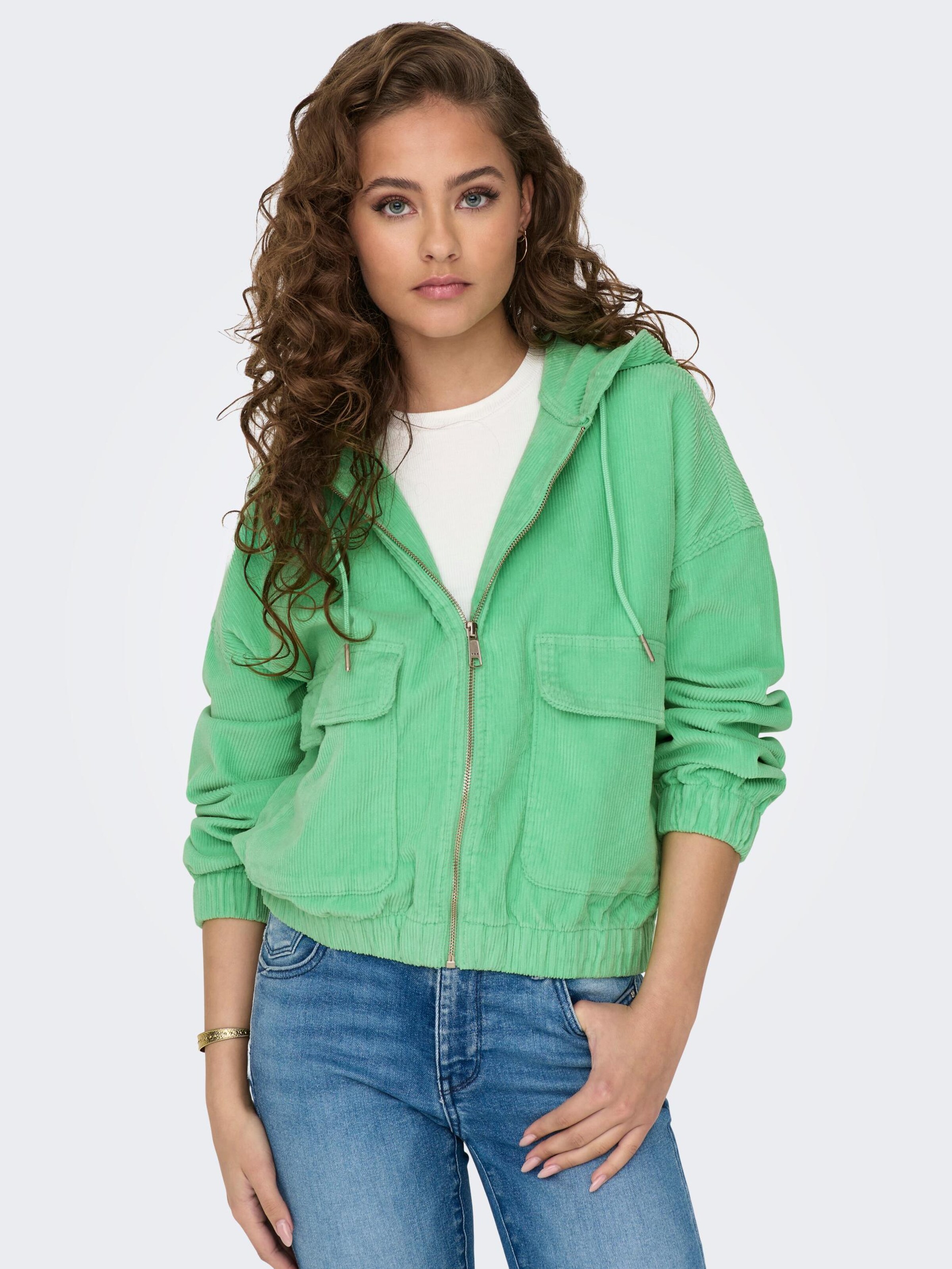 Only - Veste Zippée Capuche Femme Kenzie Vert Kaki 