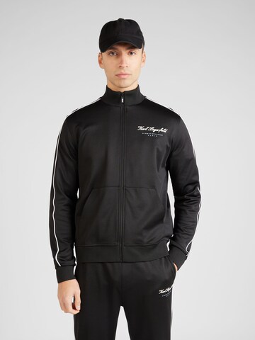 Karl Lagerfeld Zip-Up Hoodie in Black: front