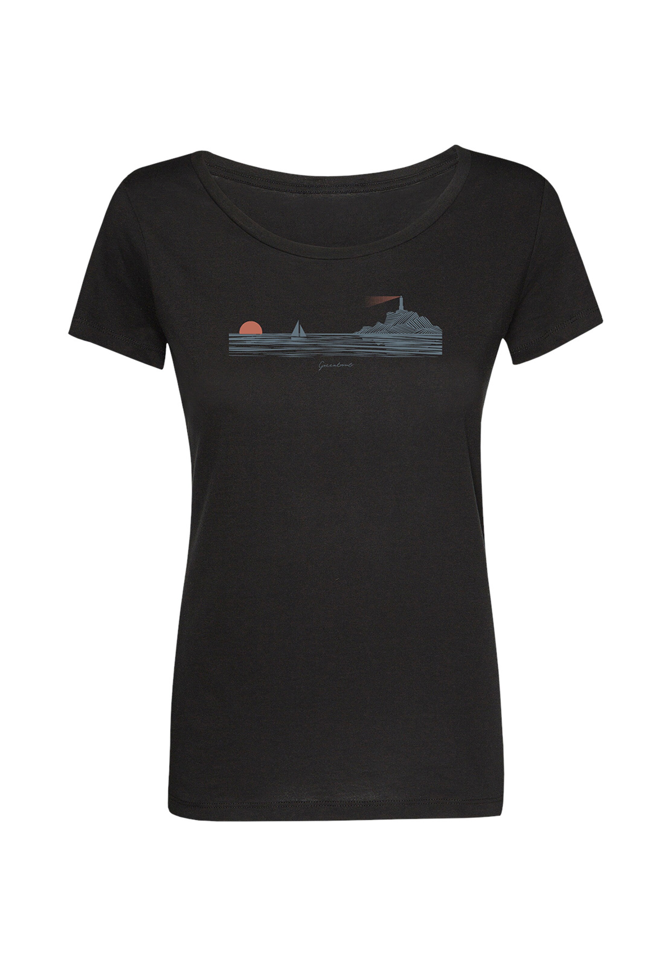GREENBOMB Shirt ' Nature Lighthouse ' in Zwart: voorkant
