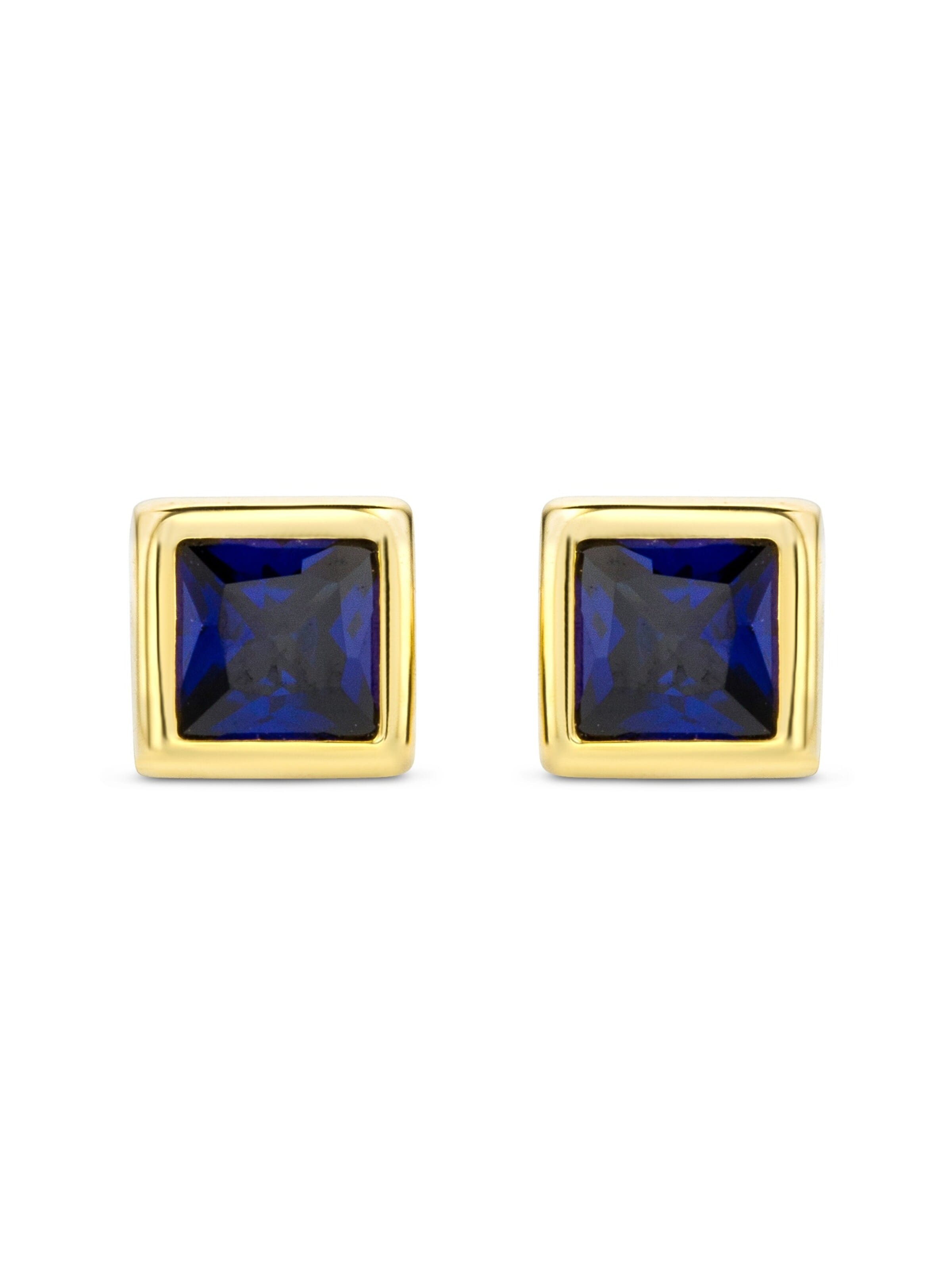 DIAMANT LETERNEL Earrings 'Ohrringe aus 375 Gelbgold mit Saphir' in Gold: front