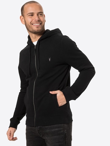 AllSaints Zip-Up Hoodie 'Raven' in Black: front