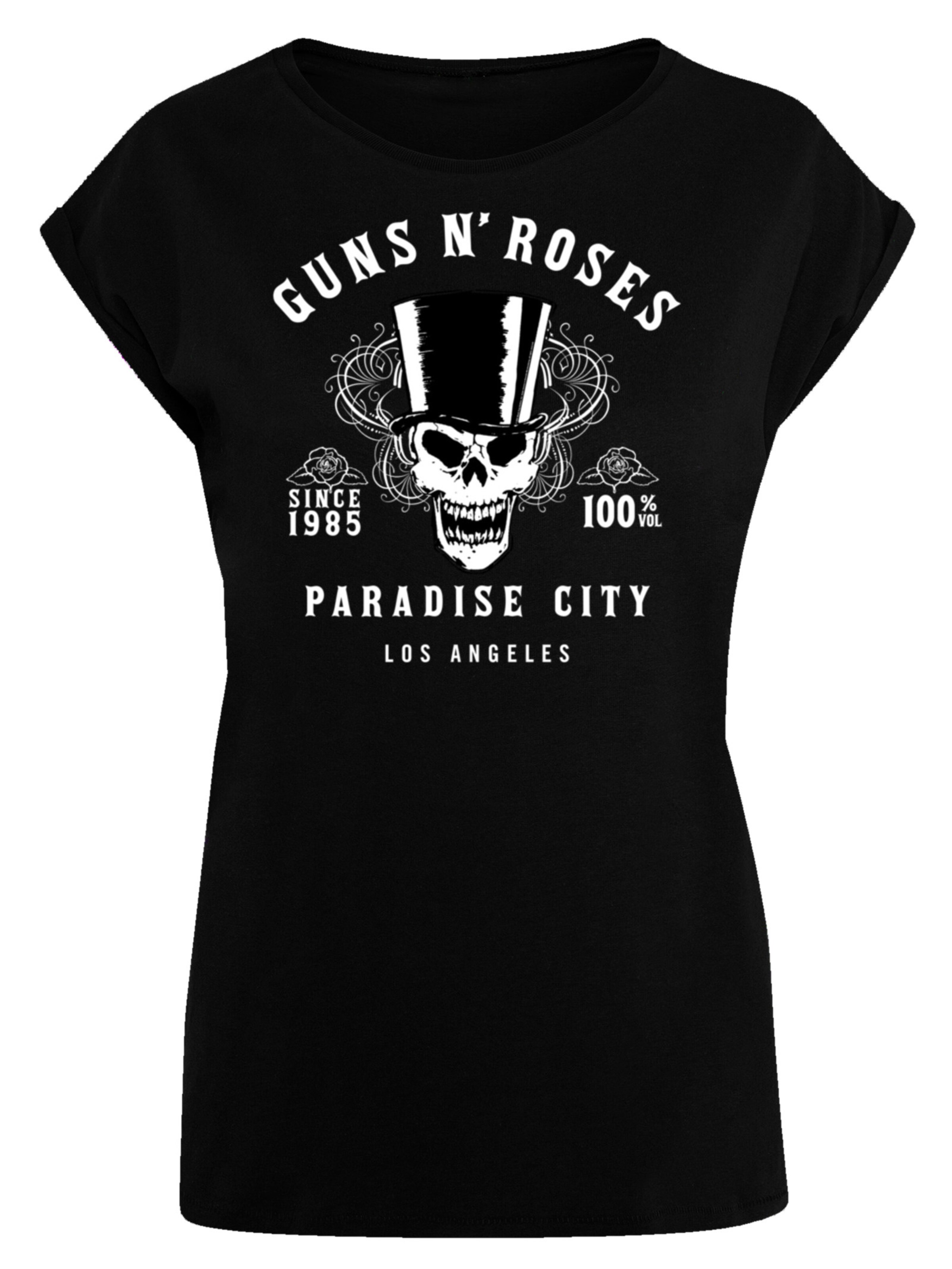 T-shirt 'Guns 'n' Roses Whiskey Label Rock Band' F4NT4STIC en noir : devant