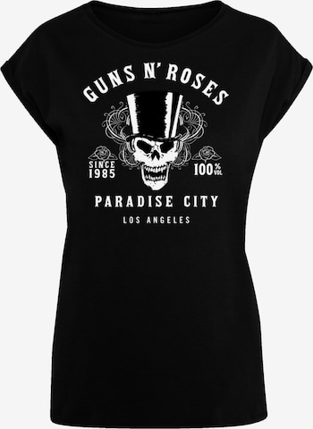 F4NT4STIC Shirt 'Guns 'n' Roses Whiskey Label Rock Band' in Zwart: voorkant