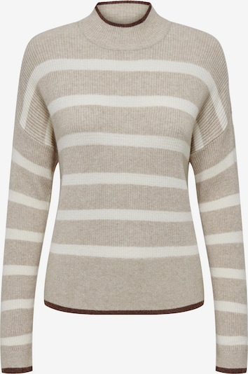 ONLY Пуловер 'IBI' в бежово меланж / кафяво / бяло, Преглед на продукта
