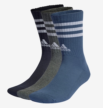 ADIDAS PERFORMANCE Urheilusukat '3-Stripes Cushioned Crew 3 Pairs' värissä sininen: etupuoli