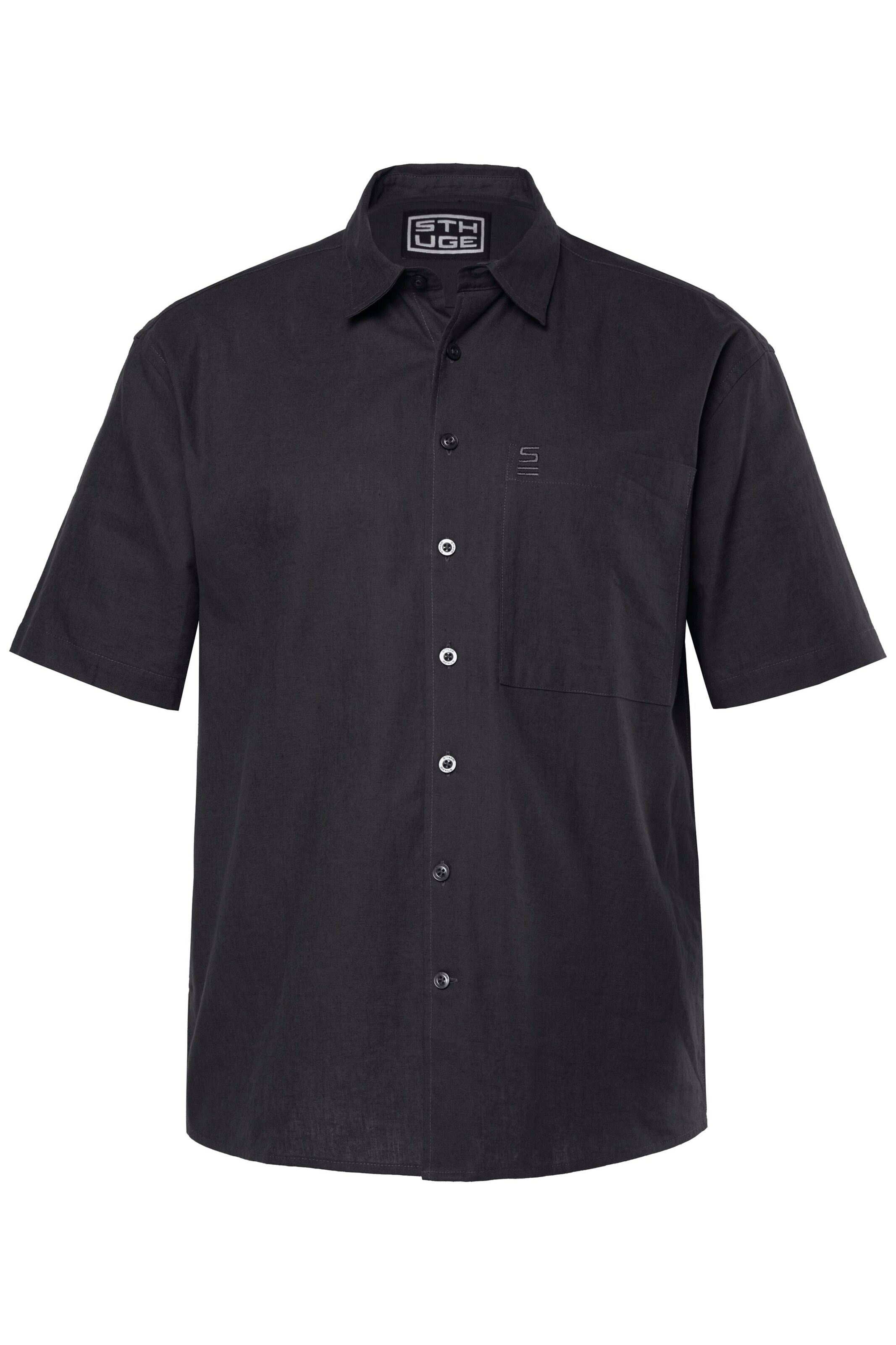 STHUGE Button Up Shirt in Black: front