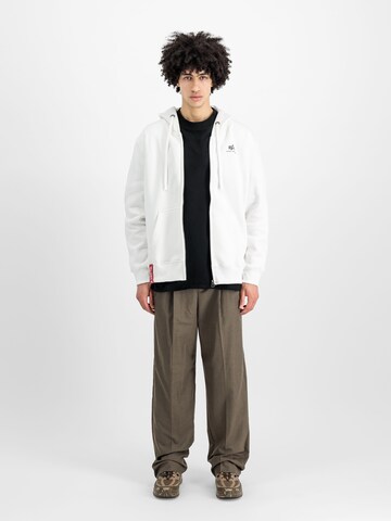 ALPHA INDUSTRIES Sweatshirt 'Basic Zip SL' in Weiß