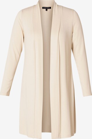 BASE LEVEL CURVY Knit Cardigan in Beige: front