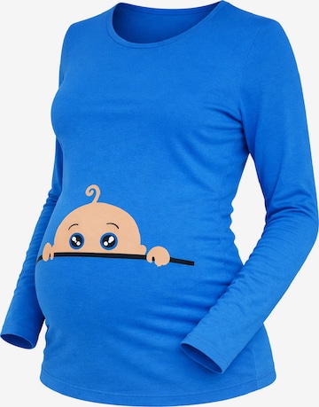 M.M.C. Shirt 'Neugieriges Baby Umstandslangarmshirt' in Blue: front