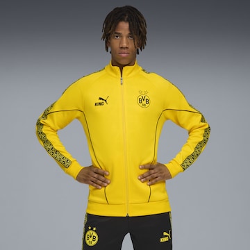 PUMA Sportsweatvest 'Borussia Dortmund King Anthem' in Geel: voorkant