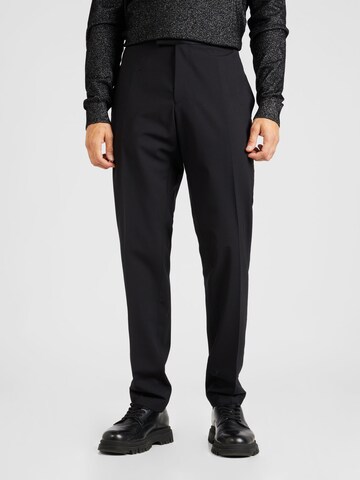 BOSS Black - Slimfit Pantalón de pinzas 'Genius-Tux-231' en negro: frente