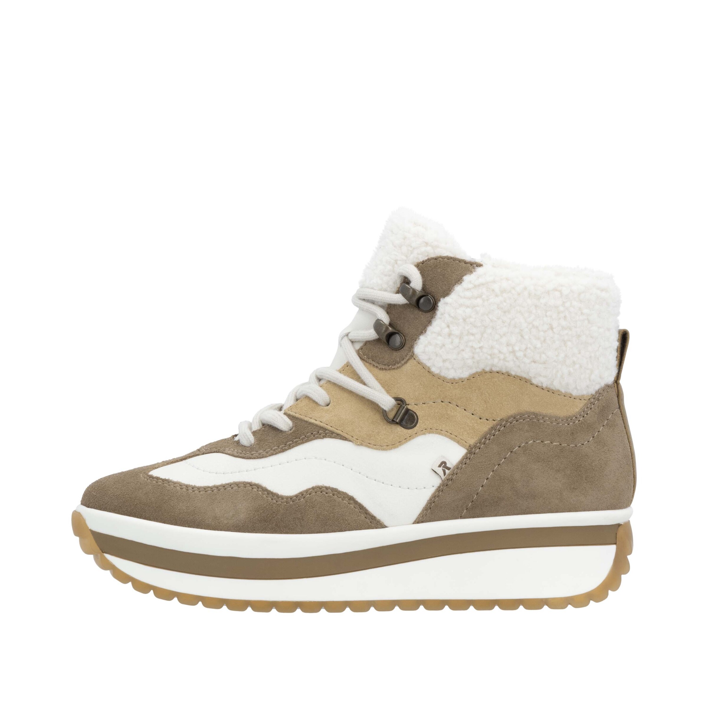 Rieker Lace-Up Ankle Boots W0970 in Camel, Chamois, White