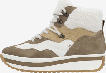 Rieker Lace-Up Ankle Boots W0970 in Camel, Chamois, White