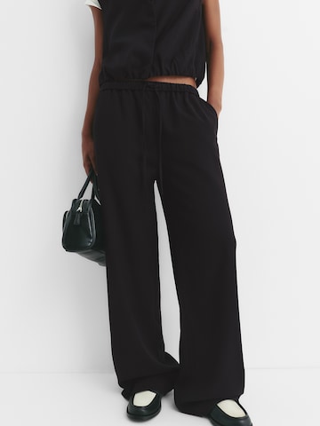 Wide Leg Pantalon Pull&Bear en noir : devant