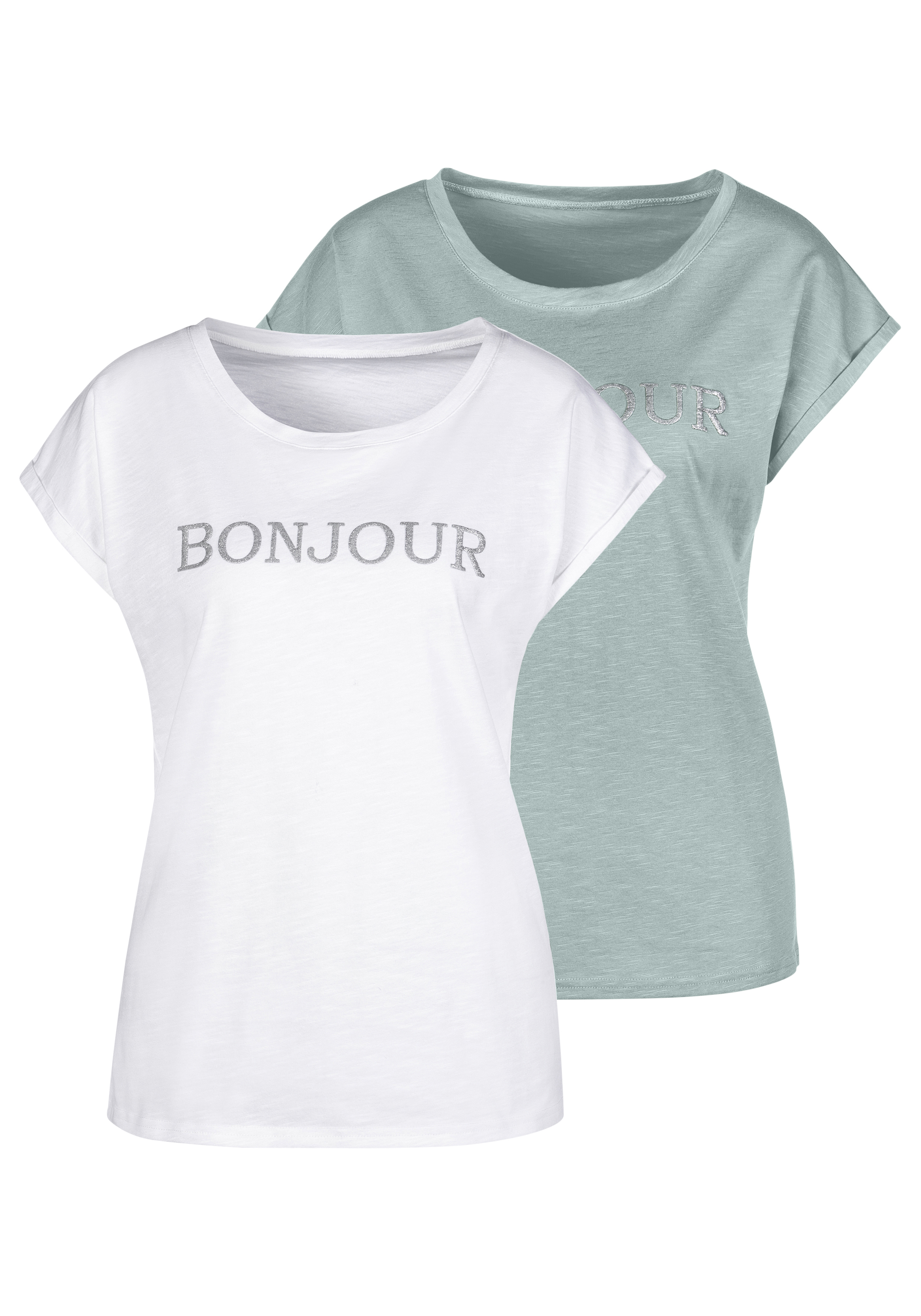 Abbigliamento Taglie comode VIVANCE Shirt in Verde Pastello, Offwhite Abbigliamento Taglie comode VIVANCE Shirt in Verde Pastello, Offwhite
