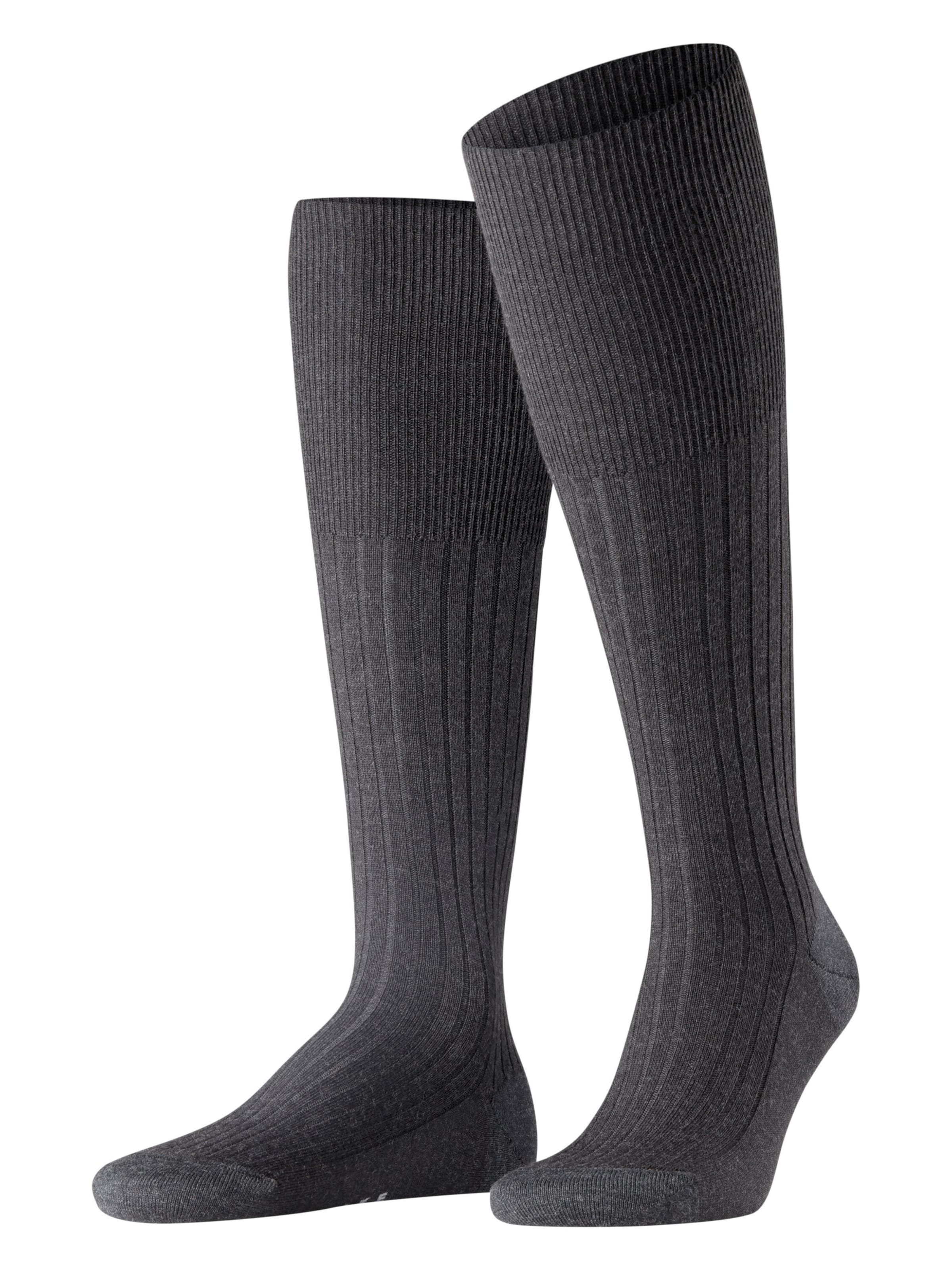 FALKE Knee High Socks 'Bristol Pure' in Grey: front