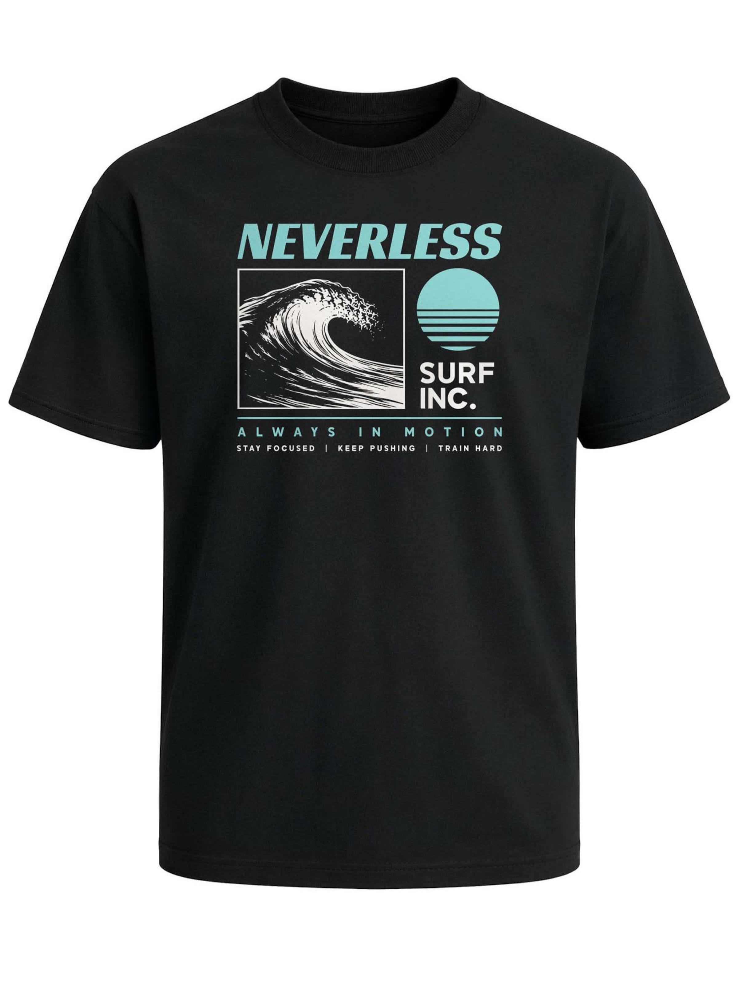 Neverless Shirt 'Surf inc wave' in Black: front