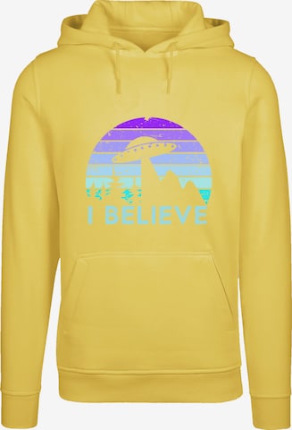 F4NT4STIC Sweatshirt 'I BELIEVE UFO Alien Raumschiff Retro' in Geel: voorkant
