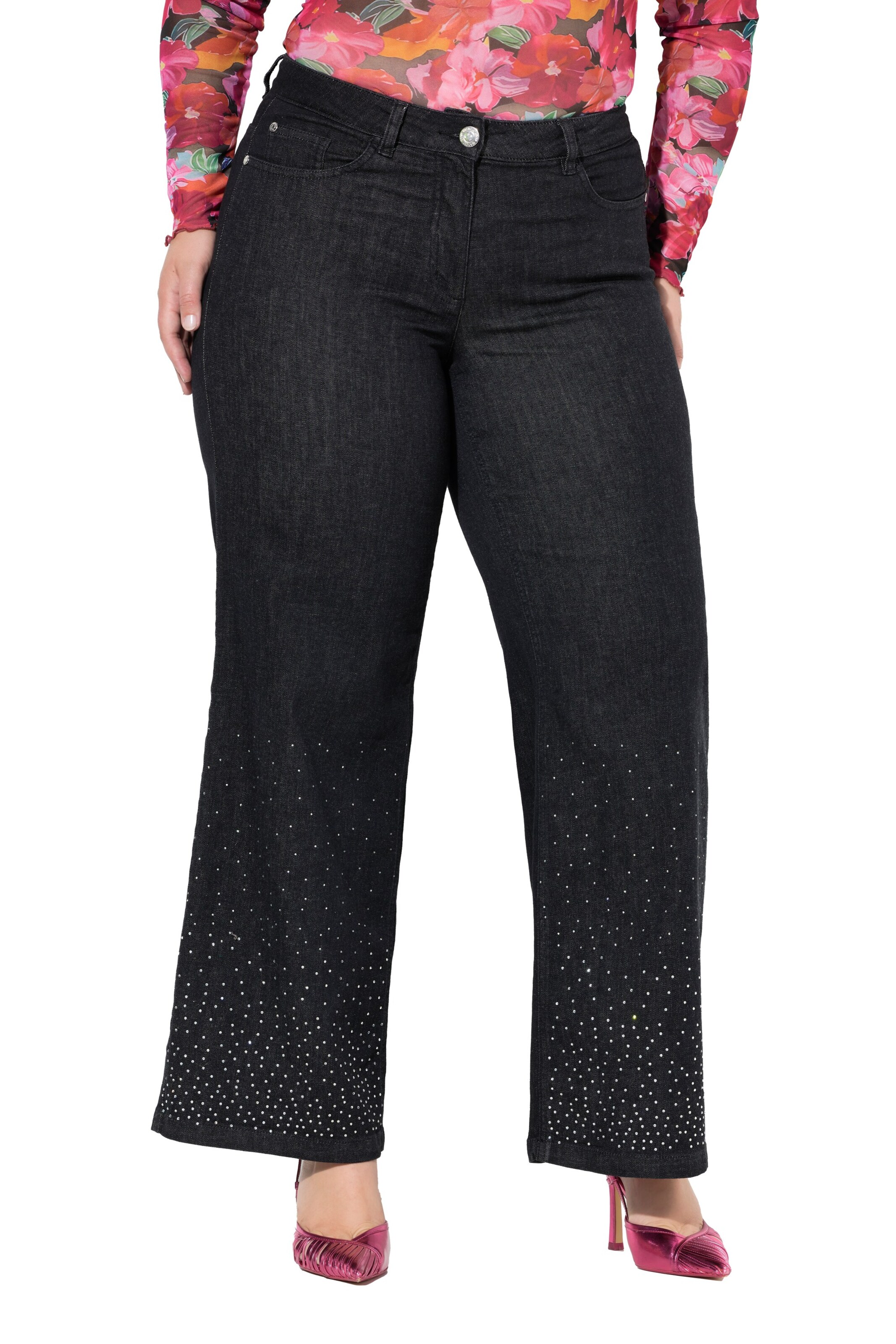 MIAMODA Wide leg Jeans in Black: front