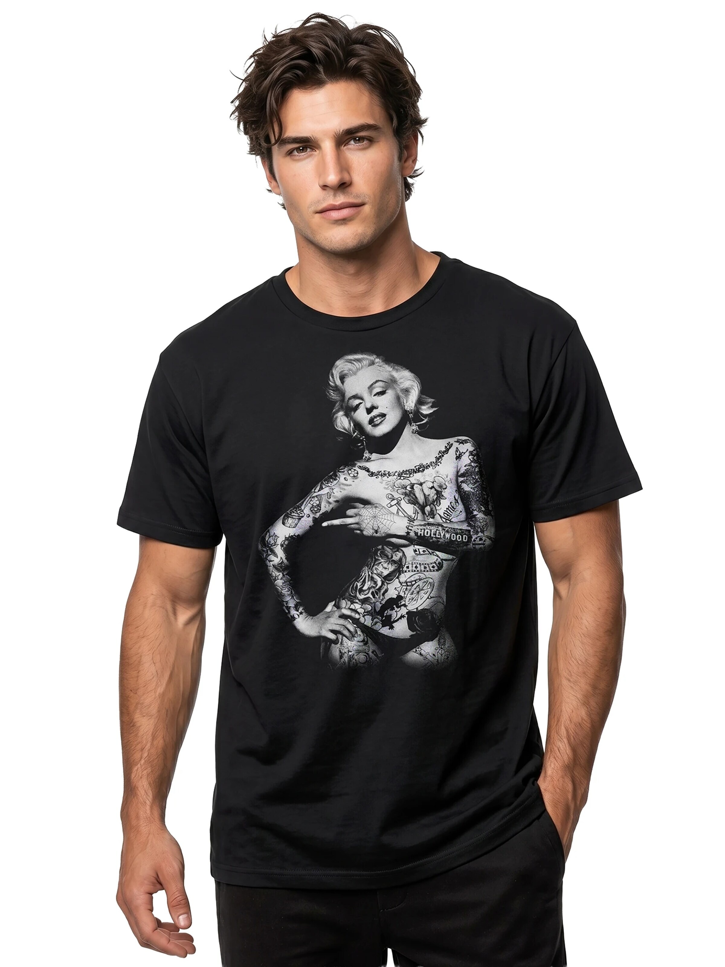 MAKAYA Shirt 'Marilyn Tattoo' in Black