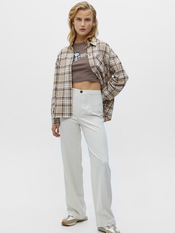 Pull&Bear Pleated Pants in White: front