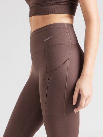 NIKE Skinny Športne hlače | rjava barva