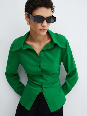MANGO Bluzka 'FRUNCI' w kolorze zielony