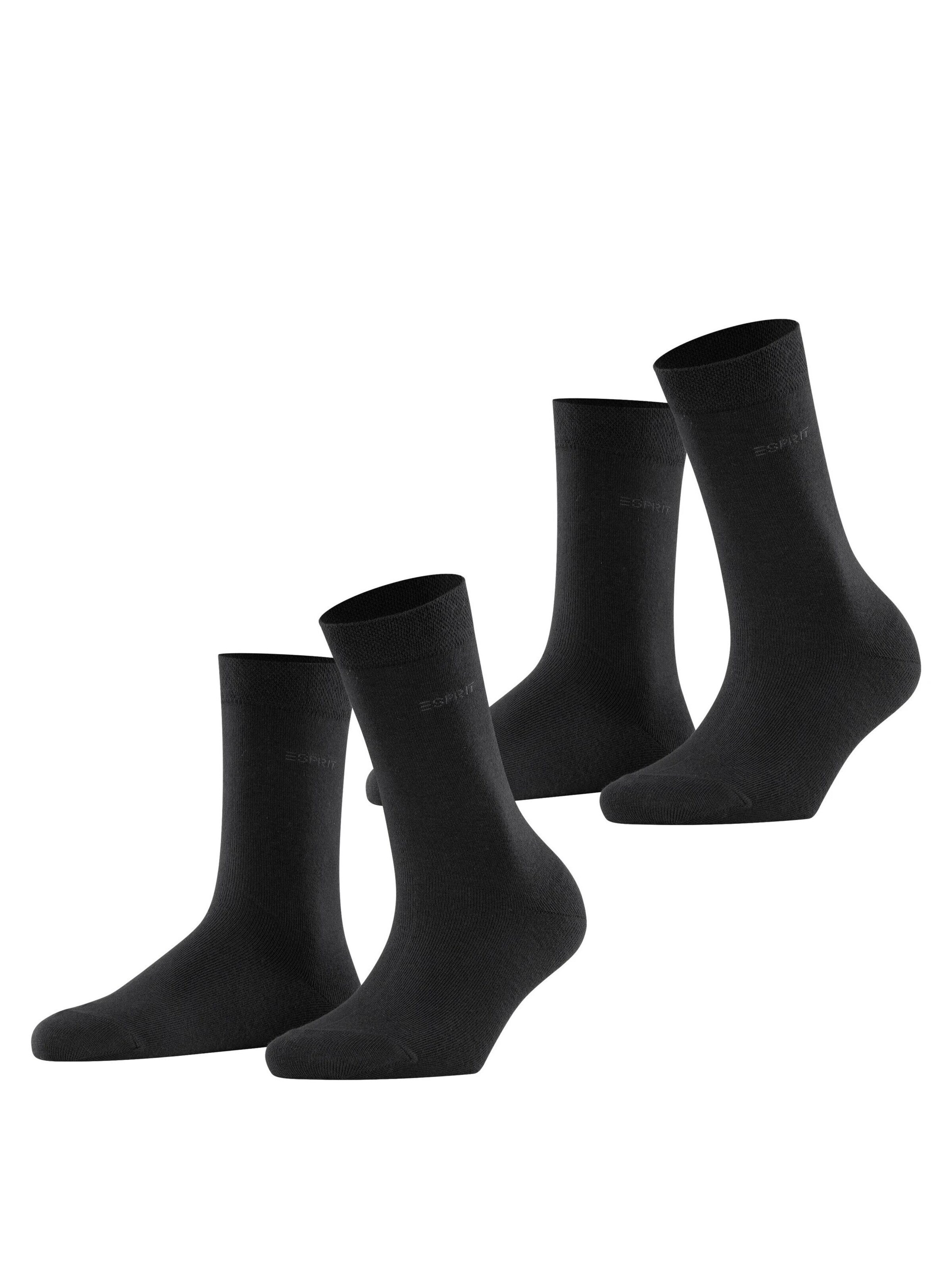 ESPRIT Socken 'Basic Easy 2-Pack'‌‌‌‌‌‌‌ in Schwarz: Vorderseite