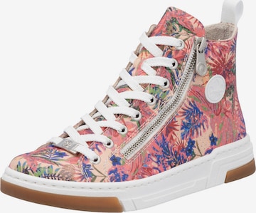 Baskets hautes Rieker en rose : devant