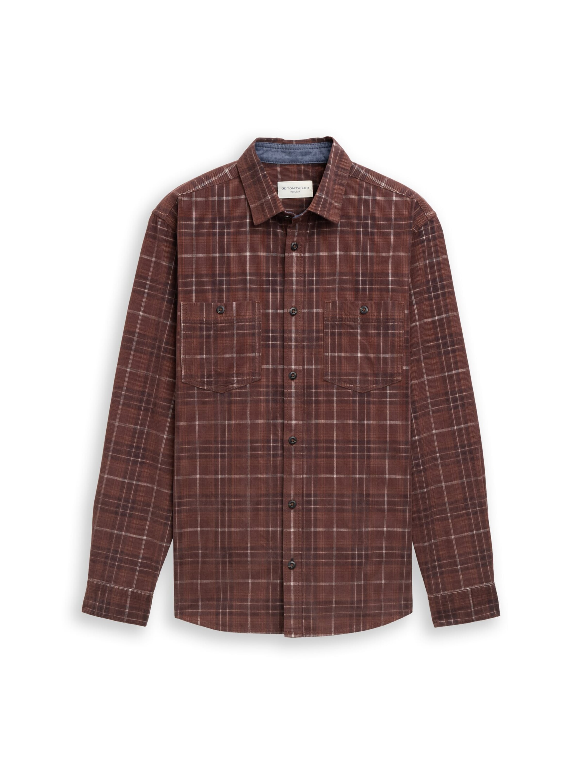 TOM TAILOR Regular fit Button Up Shirt in Brown: front