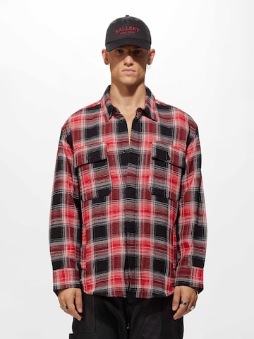 Young Poets Regular fit Button Up Shirt 'Niko' in Red