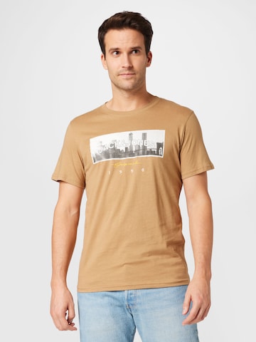 JACK & JONES T-Shirt 'FRIDAY PHOTO' in Beige: predná strana