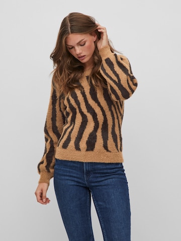 VILA Sweater 'Hello' in Brown: front