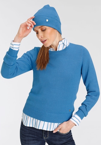 DELMAO Set: Pullover und Mütze in Blau: predná strana