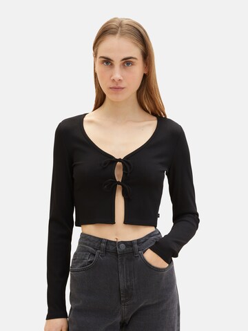 TOM TAILOR DENIM Majica | črna barva: sprednja stran