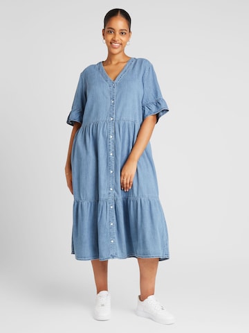 ONLY Carmakoma Košilové šaty 'AREENA' – modrá: přední strana