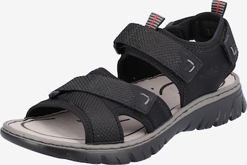 Rieker Hiking Sandals in Black: front
