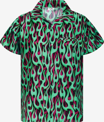 Maglietta 'Flames Allover' di King Kameha in verde: frontale