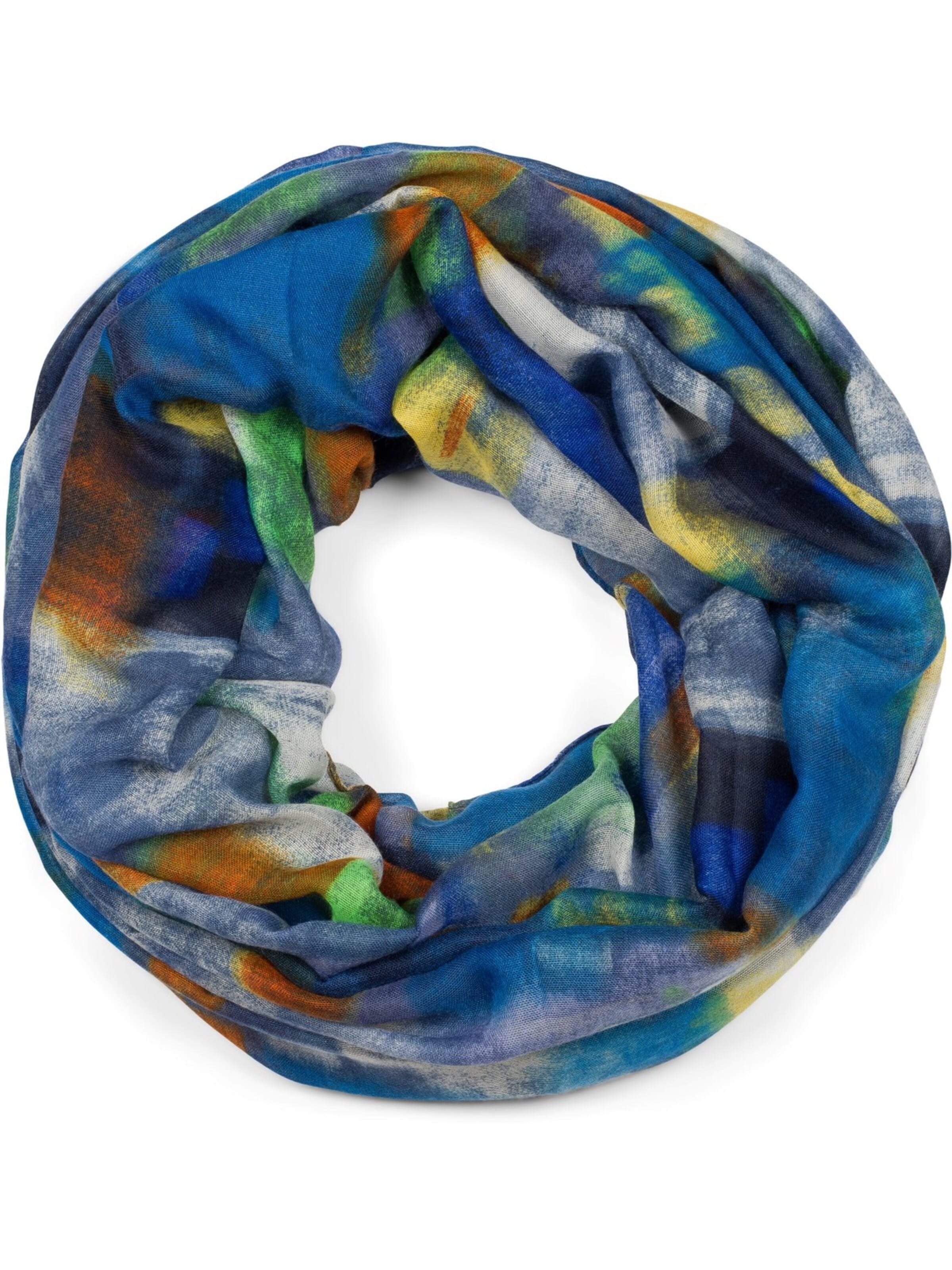 styleBREAKER Loop scarf 'Loop Schal mit buntem Pinselstrich Muster' in Blue: front