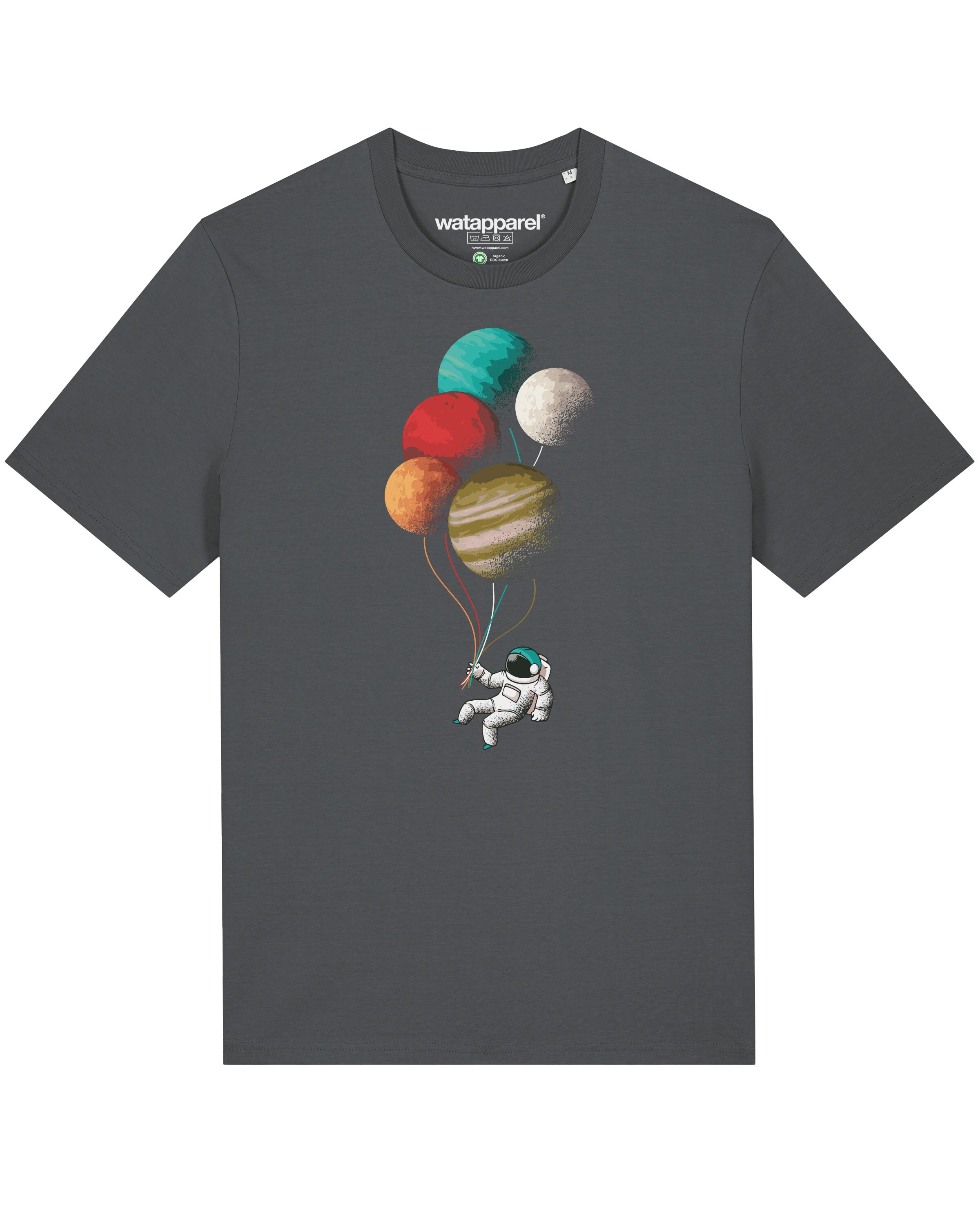 Maglietta 'Balloon Spaceman' di Watapparel in grigio: frontale