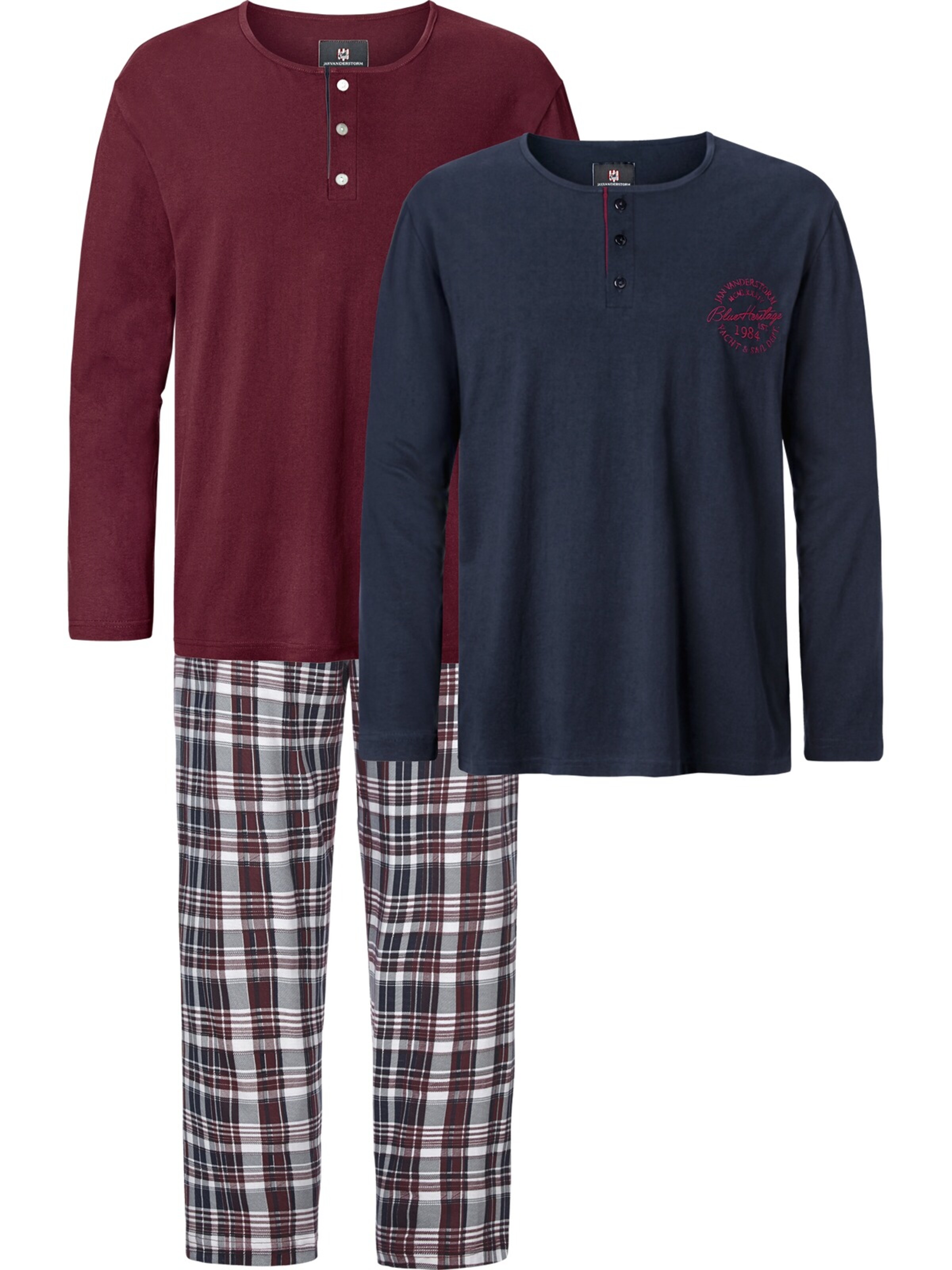 Jan Vanderstorm Pajamas long 'Helimar' in Blue: front