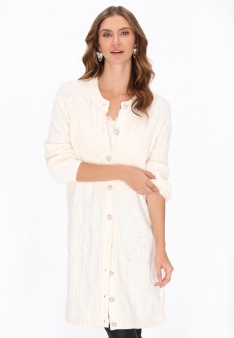 faina Gebreid vest in Wit: voorkant