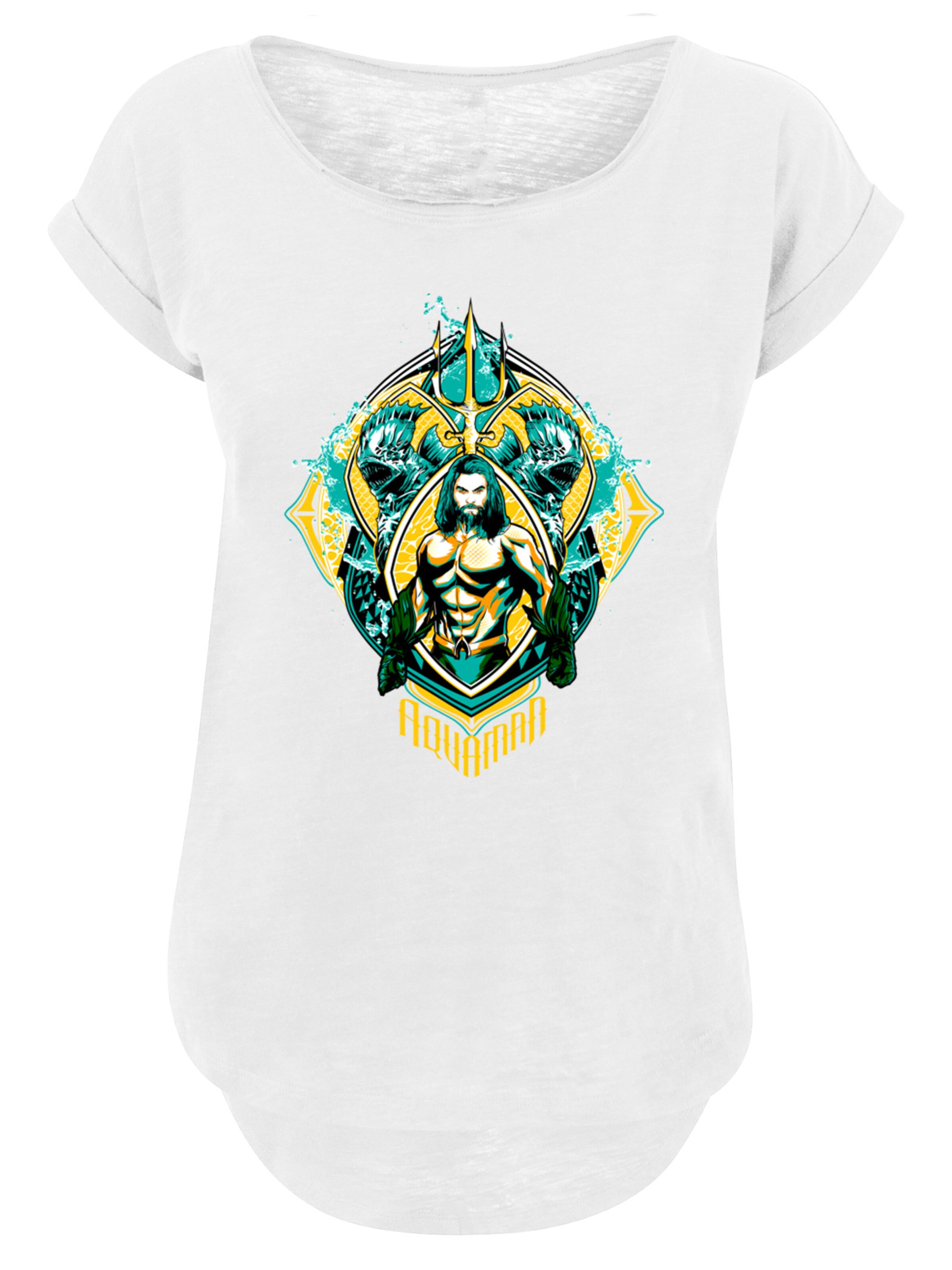 F4NT4STIC Shirt 'DC Comics Aquaman The Trench Crest' in White: front