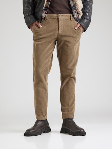 Coupe slim Pantalon chino 'Kenn' Bruun & Stengade en gris : devant