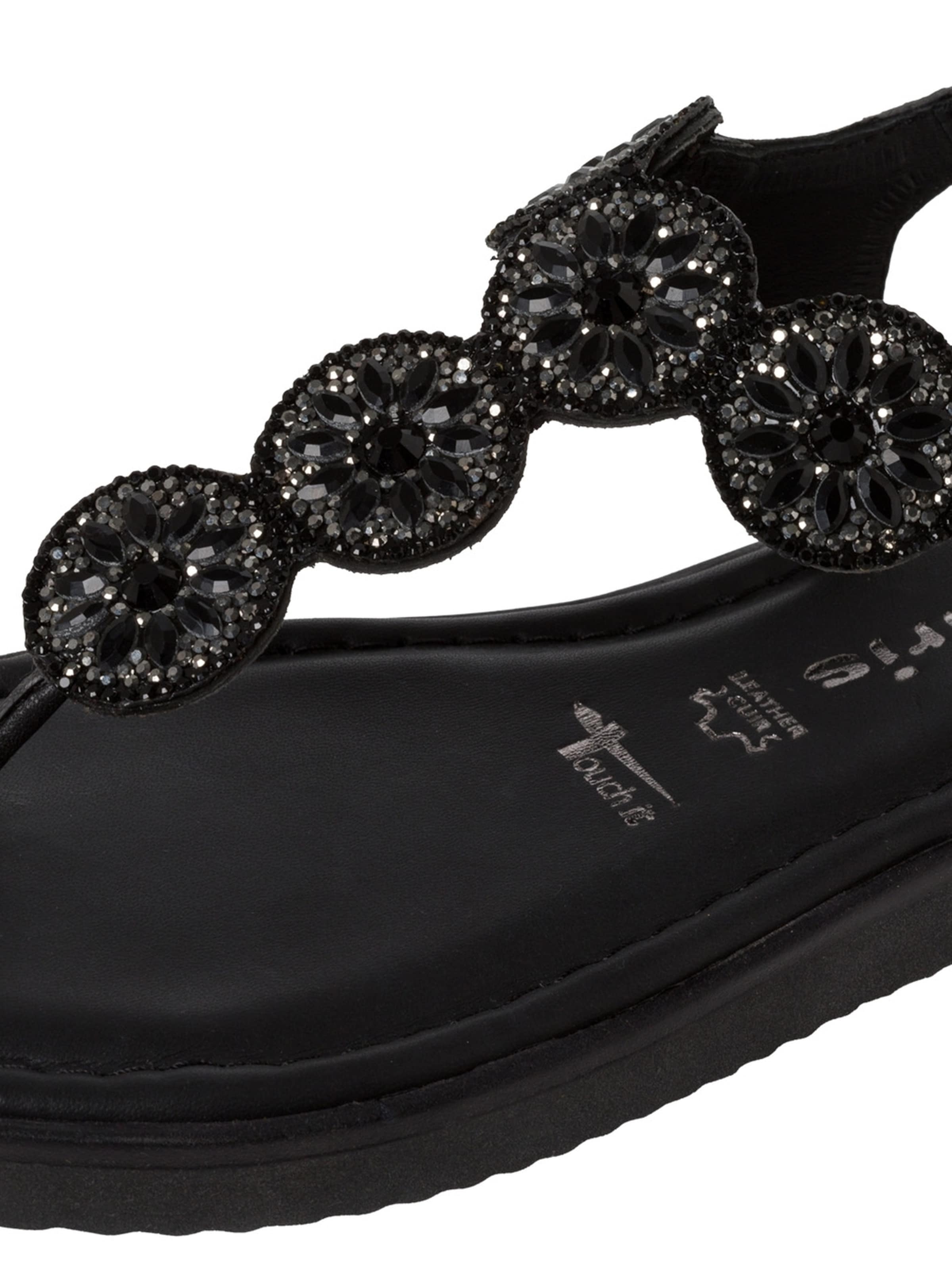 Tamaris T-Bar Sandals in Black