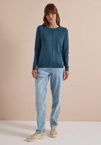 CECIL Basic Pullover mit Rundhals in Unifarbe in Blau