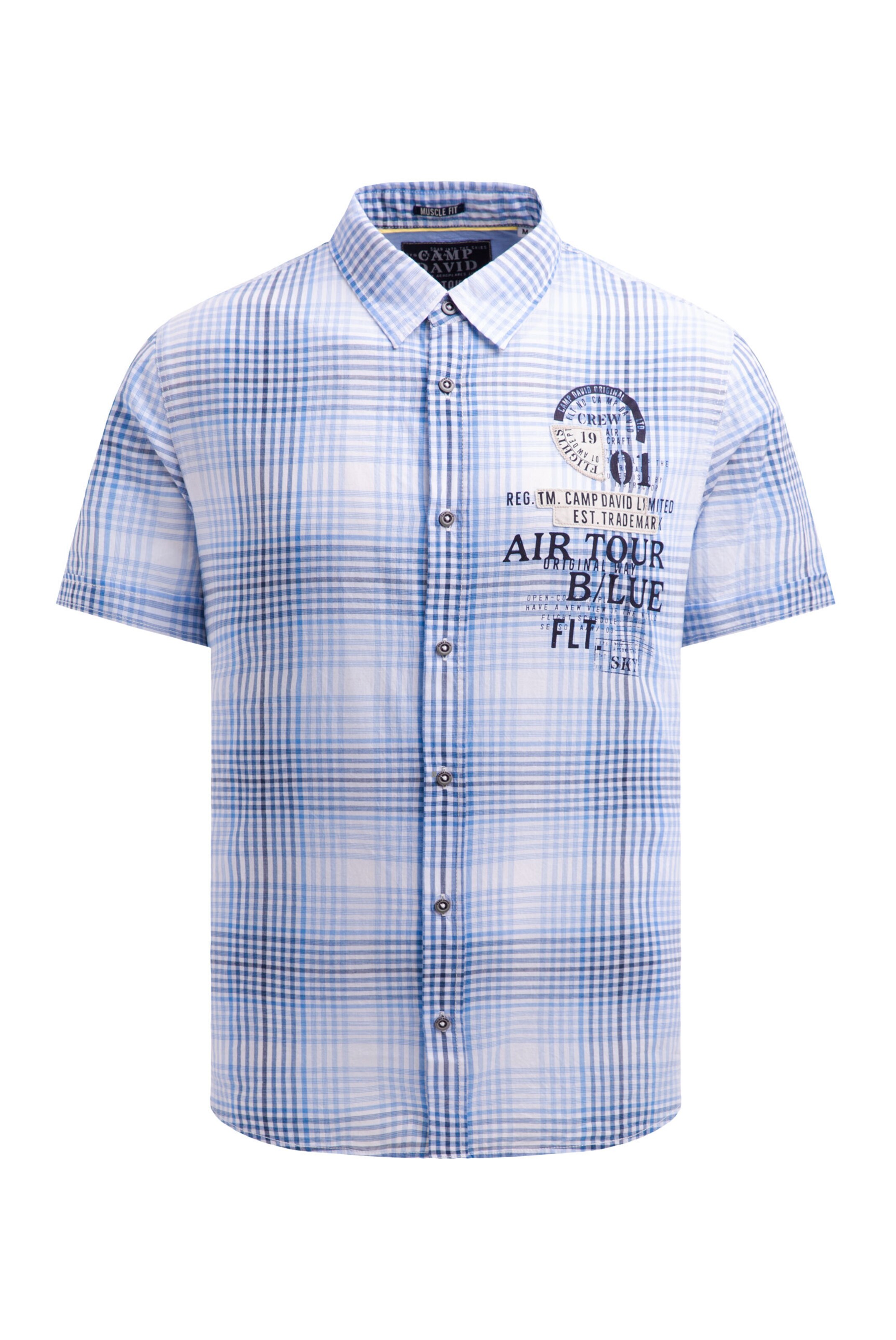 CAMP DAVID Regular fit Button Up Shirt in Blue: front